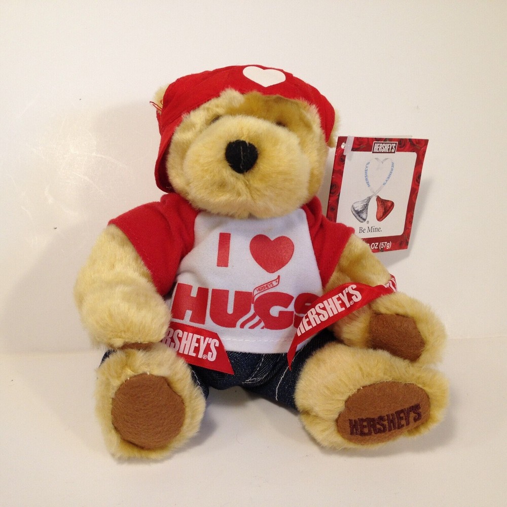 Hershey's  Kisses Teddy Christmas Bear Plush I Heart Hugs Stuffed 6"
